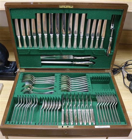 A plated canteen of cutlery, setting for eight persons, cased